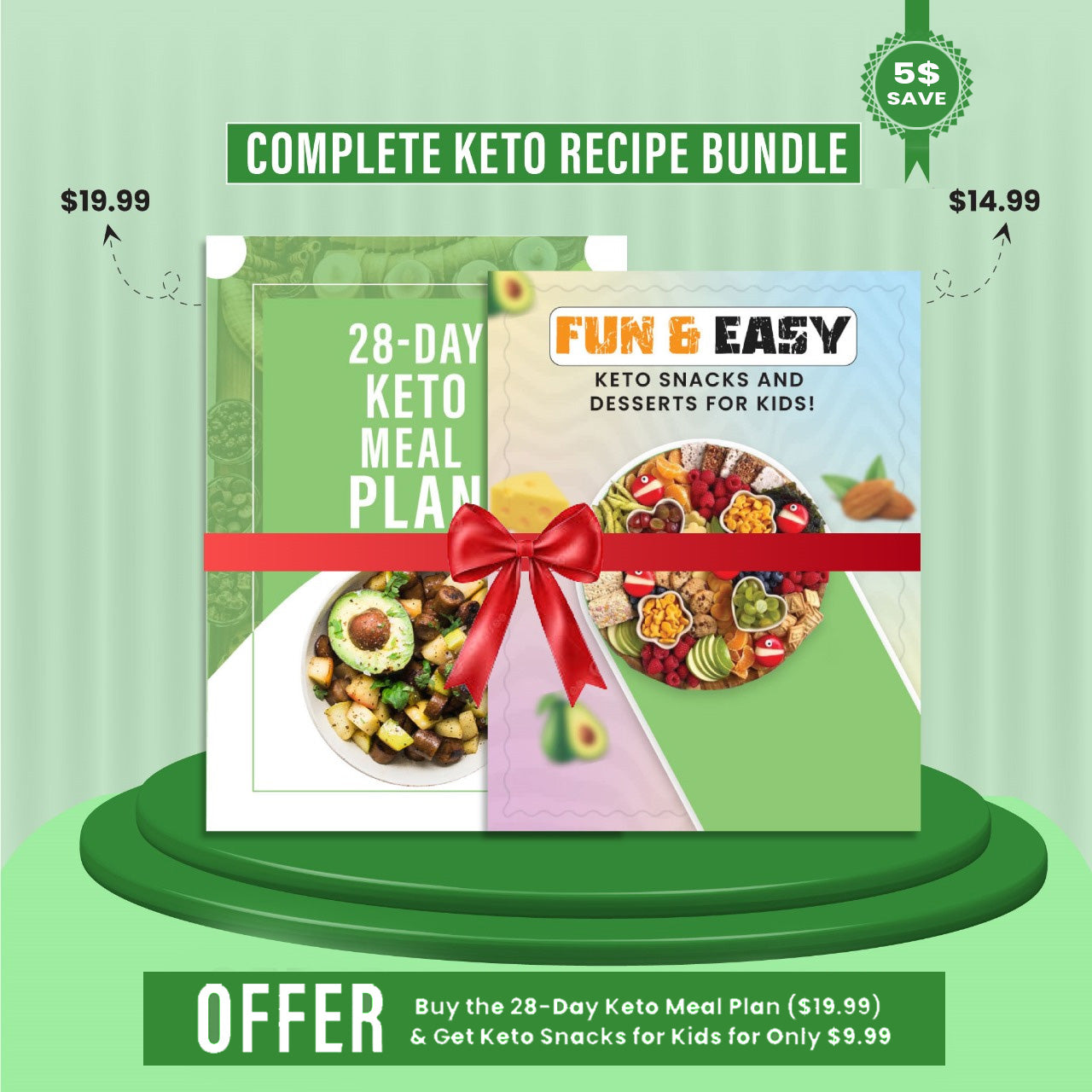 Complete Keto Recipe Bundle – 28-Day Meal Plan and Keto Snacks for Kids to make keto easy and fun for the whole family.